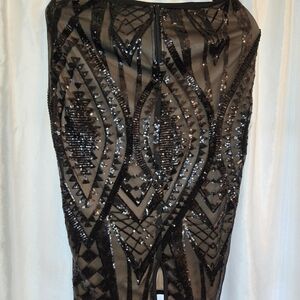 Privy Black Sequin Pencil Skirt